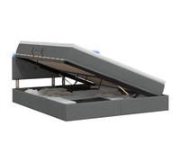 KTHLBRH Letto con Contenitore LED e Materasso Grigio Scuro 140 x 190 cm | Sollevamento a gas, strisce LED USB, testiera regolabile 78 o 88 cm, molle insacchettate, rivestimenti lavabili, legno