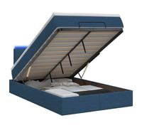 KTHLBRH Letto Ottomano con Materasso e LED Blu 120 x 200 cm Tessuto | Spazio di stoccaggio sotto il letto, testiera regolabile 78/88 cm, molle insacchettate, tessuto poliestere, luci LED USB