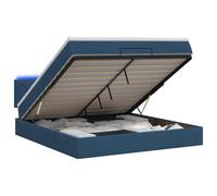 KTHLBRH Letto Ottomano con Materasso e LED Blu 180 x 200 cm Tessuto | Spazio di stoccaggio sotto il letto, testiera regolabile 78/88 cm, molle insacchettate, LED USB, rivestimento in poliestere