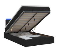 KTHLBRH Letto Ottomano con Materasso e LED Nero 120 x 190 cm Tessuto | Spazio contenitore sotto il letto, testiera regolabile 78/88 cm, molle insacchettate, rivestimento in poliestere