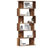 KTHLBRH Libreria a 6 ripiani in legno con 6 ripiani, robusta libreria con supporto a parete, armadietto decorativo per libri, piante e accessori,