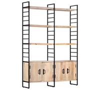 KTHLBRH Libreria aperta, autoportante, per la conservazione e la presentazione, adatta per soggiorno, camera da letto, casa, ufficio, libreria, 4 ripiani, 124 x 30 x 180 cm, legno massiccio Mango