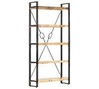 KTHLBRH Libreria aperta, autoportante, per la conservazione e la presentazione, adatta per soggiorno, camera da letto, casa, ufficio, libreria 5 F?Cher 90 x 30 x 180 cm, legno massiccio Mango