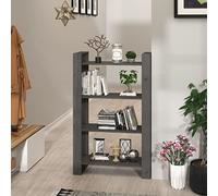 KTHLBRH Libreria/divisorio grigio, 80 x 35 x 125 cm, in legno massello di pino, multiuso, adatto per camera da letto, ufficio e soggiorno