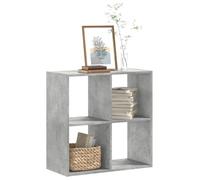 KTHLBRH Libreria Grigio Cemento in Legno Multistrato con 4 Scomparti, Scaffale Organizzativo per Libri e Oggetti Decorativi, Mobile Divisorio per Casa e Ufficio, 68.5x32x68.5 cm,