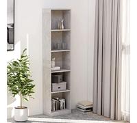 KTHLBRH Libreria Grigio Cemento in Legno Multistrato con 5 Livelli, Mobile per Libri e Riviste, Scaffale Multiuso per Interni, Design Classico e Robusto, Ideale per Soggiorno