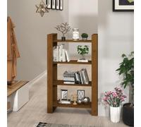 KTHLBRH Libreria in Legno Massello di Pino 80x35x125 cm Marrone Ambra, Scaffale Aperto Divisorio per Soggiorno, Ampio Spazio per Libri e Riviste, Struttura Robusta con Montaggio