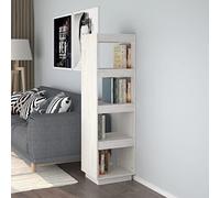 KTHLBRH Libreria in Legno Massello di Pino Bianca 40x35x135 cm, Scaffale Multiuso per Libri Riviste DVD, Divisorio Versatile per Arredamento, Mobile Robusto e Resistente, Facile