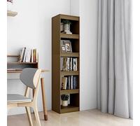 KTHLBRH Libreria in Legno Massello di Pino con 5 Scomparti Spaziosi, Mobile Multiuso per Libri Riviste DVD, Divisorio per Interni, Colore Marrone Ambra 40x30x167.5 cm