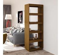 KTHLBRH Libreria in Legno Massello di Pino Marrone Ambra 60x35x167 cm, Scaffale per Libri e Divisoio, Mobile Robusto per Riviste DVD e Oggetti Decorativi, Ideale per Corridoio