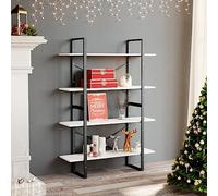 KTHLBRH Libreria industriale in legno di pino massiccio con 4 ripiani, molto spazio per libri e decorazioni, facile da pulire, resistente e durevole, utilizzabile come due ripiani.