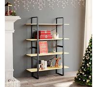 KTHLBRH Libreria industriale in legno di pino massiccio con 4 ripiani, robusto spazio per libri e decorazioni, facile da pulire, versatile come due ripiani