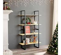 KTHLBRH Libreria Industriale in Legno Massello di Pino con 4 Ripiani Spaziosi, Mobile per Libri e Oggetti Decorativi 80x30x140 cm, Facile da Pulire e Montare come Due Armadietti