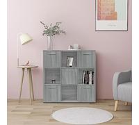 KTHLBRH Libreria moderna con 9 scomparti e 5 ante in legno - Scaffale stabile con resistenza all'umidità e spazio per libri, riviste, DVD e decorazioni