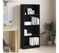 KTHLBRH Libreria moderna in rovere nero con 4 ripiani - Design elegante per soggiorno, minimalista e salvaspazio - Robusto ripiano in legno per la conservazione