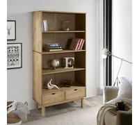 KTHLBRH Libreria OTTA con 2 cassetti marrone legno massello di pino,credenza multiuso adatta per camera da letto, ufficio e soggiorno