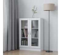 KTHLBRH Libreria Vetrina Classica in Legno Multistrato Bianco con 3 Scomparti e 2 Ante, Mobile Espositivo per Libri Riviste DVD, Scaffale Multiuso per Arredamento Interno, Dimensioni