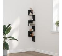 KTHLBRH Mensola d'angolo nera in rovere legno ingegnerizzato 20x20x127.5 Centimetri con cinque ripiani per interni moderni organizzazione decorativa e spazio di archiviazione per soggiorno