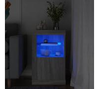 KTHLBRH Mobile ausiliario con luci LED RGB, ripiano in vetro e porta regolabile, mobile moderno per la stanza con illuminazione personalizzabile e