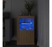 KTHLBRH Mobile ausiliario con luci LED RGB, ripiano in vetro e stoccaggio nascosto, moderno armadio in legno per organizzare e decorare la tua stanza