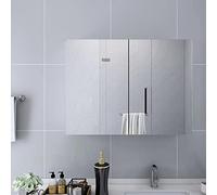 KTHLBRH Mobile con specchio da parete moderno 3 scomparti MDF melammina vetro stabile armadio portaoggetti bagno articoli da toeletta USB