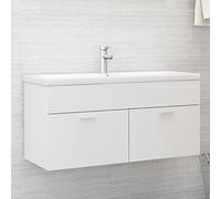 KTHLBRH Mobile da bagno con lavabo in ceramica e rubinetto incluso - Armadio portaoggetti 1 vano 2 ante, lavello con piano di appoggio e superficie vetrata per WC