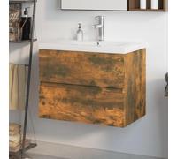 KTHLBRH Mobile da bagno con lavabo integrato e cassetto, armadio da parete con rubinetto monocomando e piano di appoggio, materiale robusto in legno compensato resistente