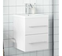 KTHLBRH Mobile da bagno con lavabo integrato in ceramica e rubinetto incluso, armadio con 1 cassetto e montaggio a parete per spazio aggiuntivo, materiale robusto in legno