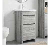 KTHLBRH Mobile da bagno con lavandino, grigio sonoma, 42 x 40 x 84,5 cm | Design moderno, materiale in legno, cassetti, lavabo integrato, montaggio in coppia
