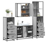 KTHLBRH Mobile da bagno con specchio e lavabo - Armadio in legno di ingegneria e struttura metallica, resistente all'umidità e alla corrosione, design industriale