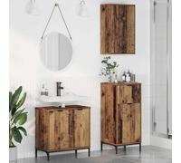 KTHLBRH Mobile da bagno contemporaneo con armadio per lavabo e due armadietti di stoccaggio, moderno set in legno, porte con cerniere e ripiani pratici