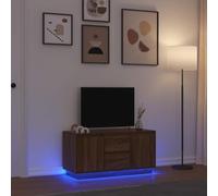 KTHLBRH Mobile TV con luci a LED, marrone, effetto quercia, credenza per soggiorno, TV, cassettiera, 100 x 41 x 50 cm