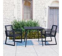 KTHLBRH Mobili da giardino per esterni, 3 pezzi, in PVC, rattan, colore nero