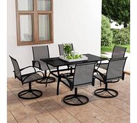 KTHLBRH Mobili da giardino per esterni, 7 pezzi, in acciaio e textilene