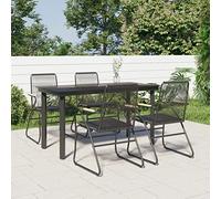 KTHLBRH Mobili da giardino per esterni, set da 5 pezzi, colore nero, in PVC, rattan, colore: nero