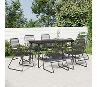 KTHLBRH Mobili da giardino per esterni, set da 7 pezzi, colore: nero