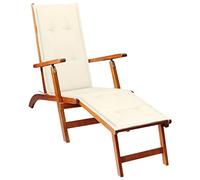 KTHLBRH Multifunzionale: lettino da giardino portatile per terrazza, ponte e piscina, sedia a sdraio con supporto e cuscino in legno di acacia