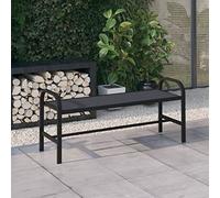 KTHLBRH Panchina da giardino, per veranda, panche esterne, mobili da giardino per giardino, parco, esterno, terrazza, prato, 124,5 cm in acciaio e WPC nero