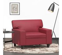 KTHLBRH Poltrona in pelle sintetica rossa rossa poltrona in similpelle divano moderno e confortevole per soggiorno, 60 cm