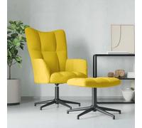 KTHLBRH Poltrona Relax con Sgabello Velluto Giallo Senape Poltrona Relax Girevole a 360° con Struttura Acciaio e Base Croce per Massimo Comfort