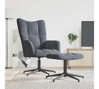 KTHLBRH Poltrona Relax con Sgabello Velluto Grigio Scuro Poltrona Relax Girevole a 360° con Struttura Acciaio e Base Croce per Massimo Comfort