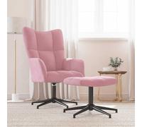 KTHLBRH Poltrona Relax con Sgabello Velluto Rosa Poltrona Relax Girevole a 360° con Struttura Acciaio e Base Croce per Massimo Comfort