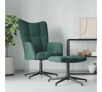 KTHLBRH Poltrona Relax con Sgabello Velluto Verde Scuro Poltrona Relax Girevole a 360° con Struttura Acciaio e Base Croce per Massimo Comfort