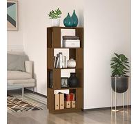 KTHLBRH Scaffale in legno di pino massiccio con 4 ripiani, separatore di ambienti per libri e decorazioni, versatile mobile di stoccaggio senza pannello posteriore
