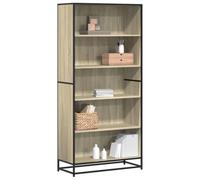 KTHLBRH Scaffale in legno e metallo con stile industriale, libreria per organizzare libri, riviste, DVD e dispositivi multimediali a casa, camera da letto o