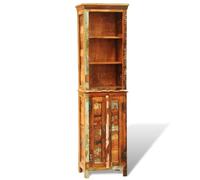 KTHLBRH Scaffale in legno riciclato vintage con 3 ripiani e ripiano inferiore con ante - Mobile unico in stile antico per libri, riviste e oggetti