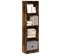 KTHLBRH Scaffale in Legno Rovere Fumo 40x24x143 cm con Antiribaltamento - Libreria Multiuso per Soggiorno Ufficio - Mobile Portaoggetti con Scomparti Aperti per Libri Riviste DVD