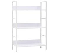 KTHLBRH Scaffale Porta Libri a 3 Ripiani in Legno Multistrato e Acciaio, Libreria o Espositore per Decorazioni, Piante, CD e DVD, Design Compatto per Spazi Limitati, Colore Bianco,