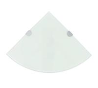 KTHLBRH Scaffali Angolari 2 pz in Vetro Temperato Bianco 35x35 Centimetri con Supporti Cromati, Mensole da Parete per Cucina Bagno Soggiorno, Facile Installazione e Pulizia, Ideali