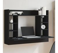 KTHLBRH Scrivania da parete in legno di ingegneria nero Scrivania galleggiante multifunzionale con ripiano e stoccaggio compatto 105x48x75 cm